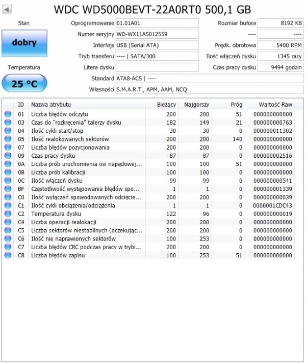 WD BLUE 500GB SATA II 5.4K 8MB 2.5'' WD5000BEVT - obrazek 2